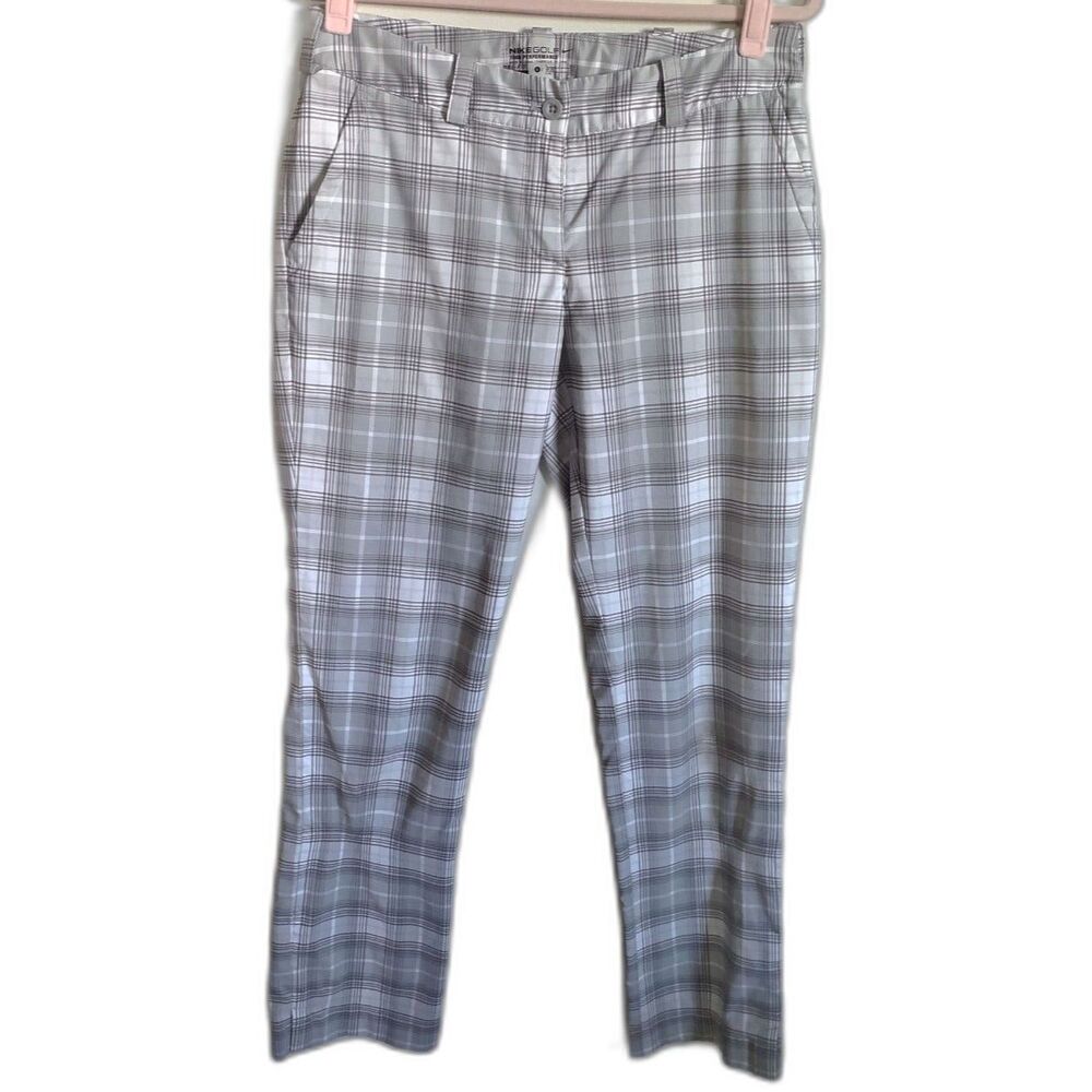 Nike Golf Tour Performance Dri-FIT‎ Plaid Pants Womens 6 Grey White 603295-022